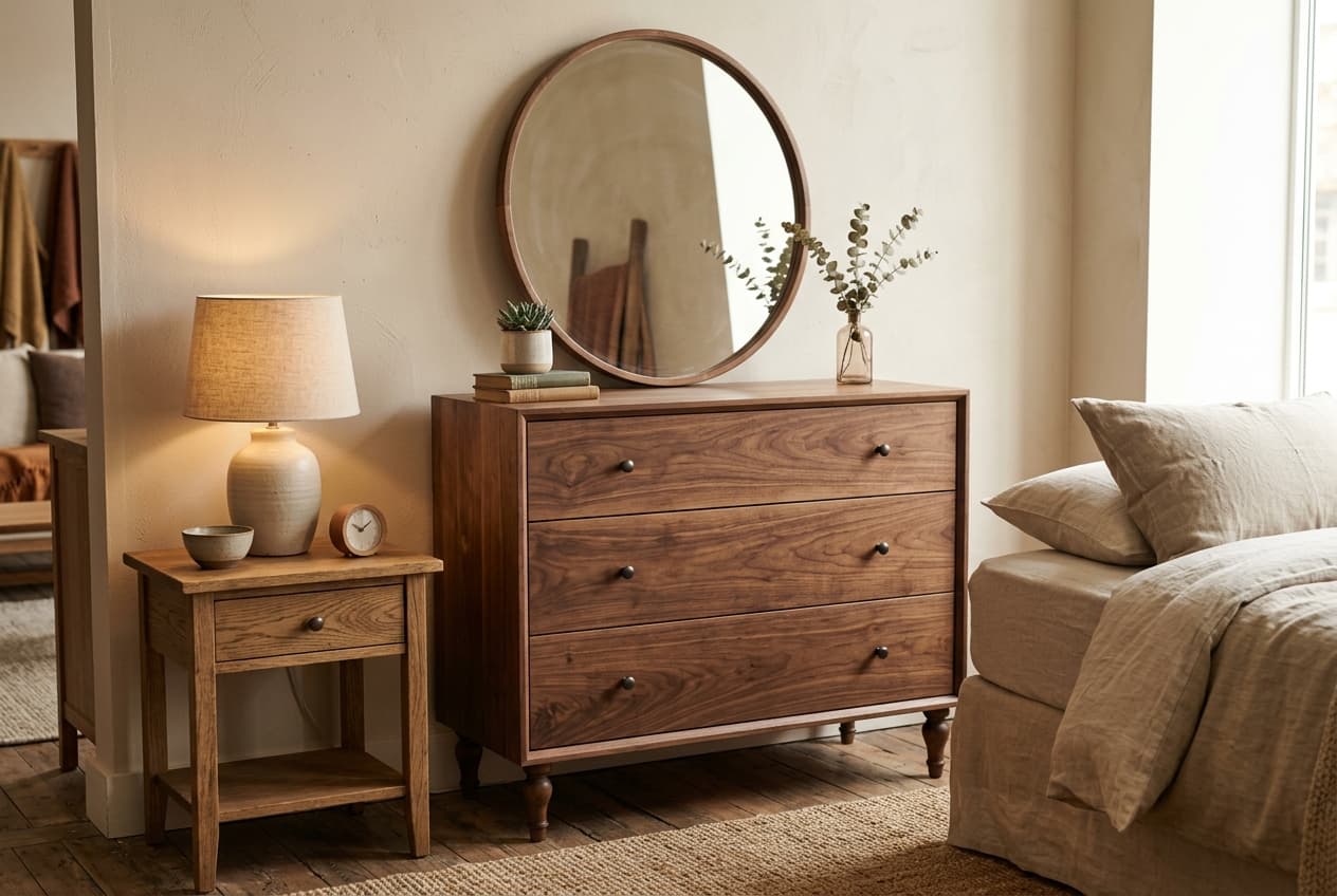 Megsu solid wood dresser and nightstand